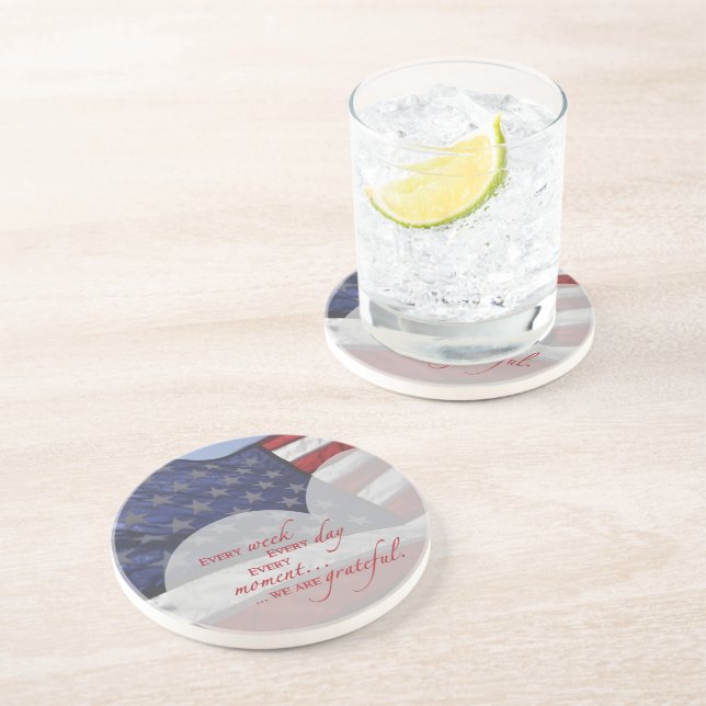 Patriotic Heart Flag, Military Appreciation Coaster (Side)