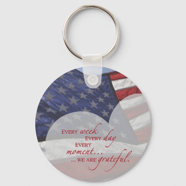 Patriotic Heart Flag, Military Appreciation Keychain (Front)
