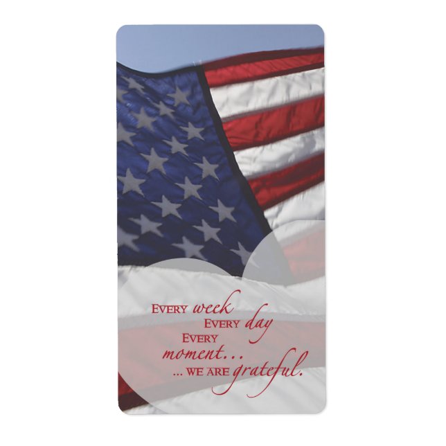 Patriotic Heart Flag, Military Appreciation Label (Front)