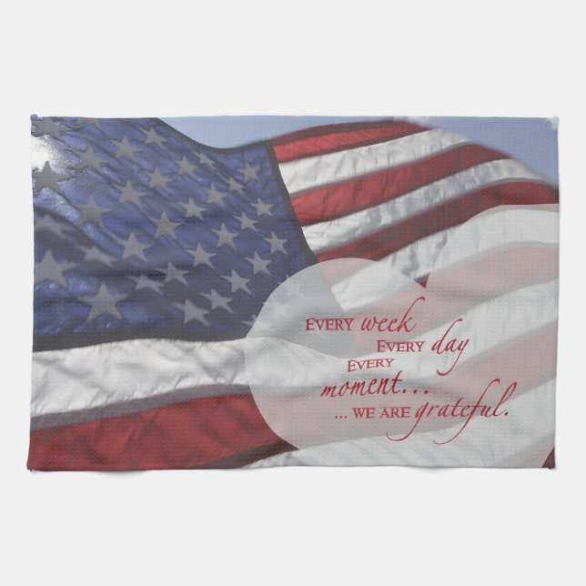 Patriotic Heart Flag, Military Appreciation Towel (Horizontal)