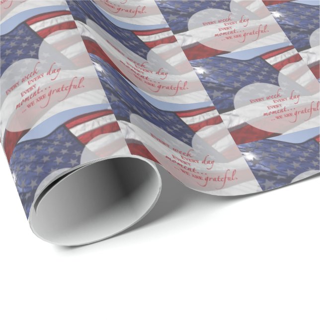 Patriotic Heart Flag, Military Appreciation Wrapping Paper (Roll Corner)