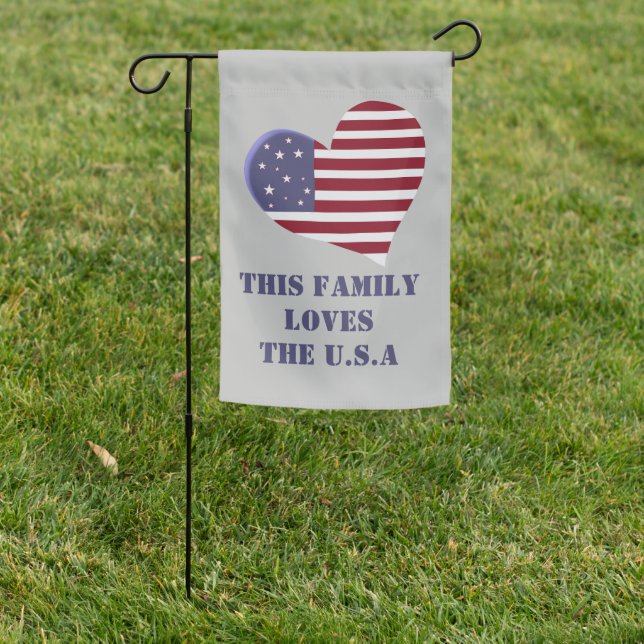 Patriotic Heart Flag, Red White Blue Garden Flag (In SItu)