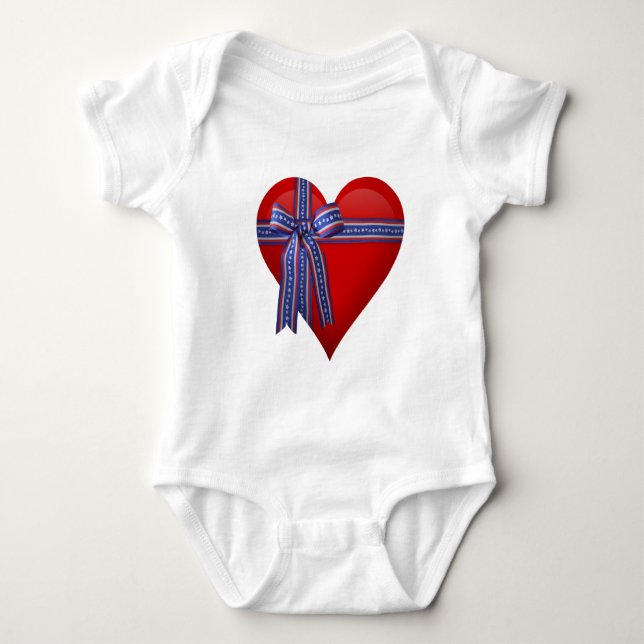 Patriotic Heart graphic Baby Bodysuit (Front)