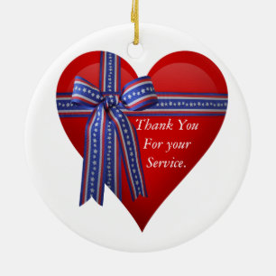 Patriotic Heart graphic Ceramic Ornament