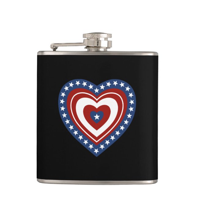 Patriotic Heart Hip Flask (Front)