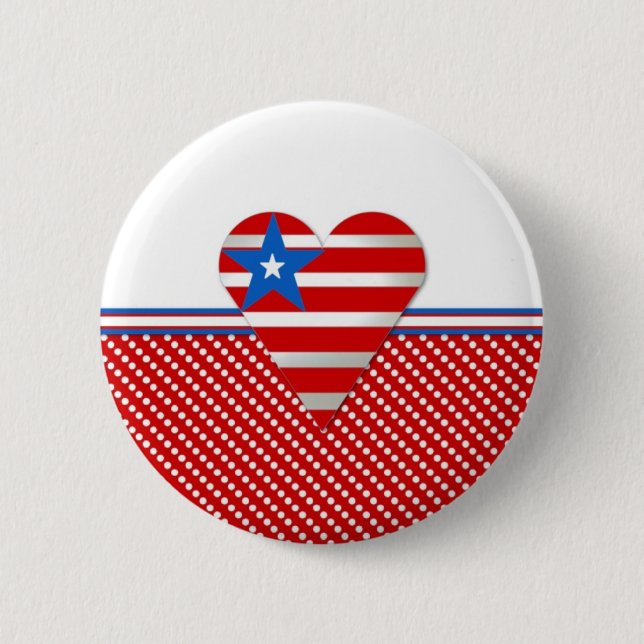 Patriotic Heart Pinback Button (Front)