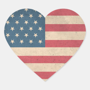 Patriotic Heart Shaped American Flag Heart Sticker