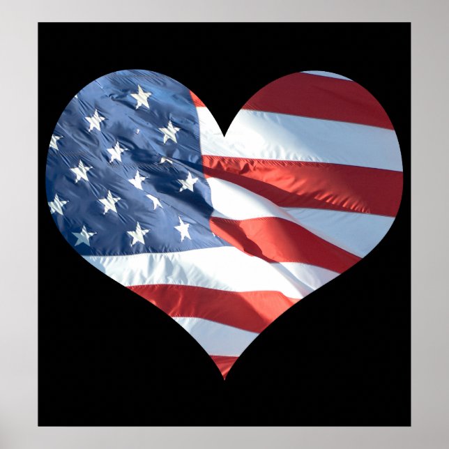 Patriotic Heart Shaped American Flag Poster (Front)
