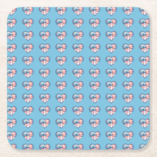 Patriotic Heart Square Paper Coaster