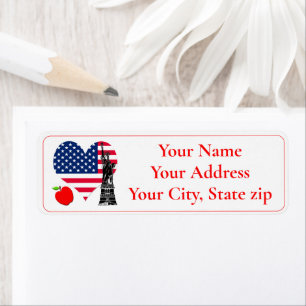 Patriotic Heart, Statue of Liberty and Apple Label