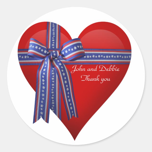 Patriotic heart sticker Thank you (Front)