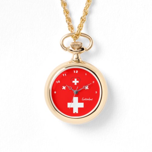 Patriotic Heart Swiss Flag Watch Switzerland Watch