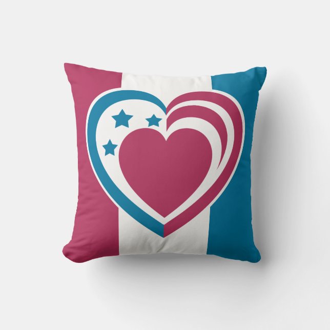 Patriotic Heart Throw Pillow (Front)