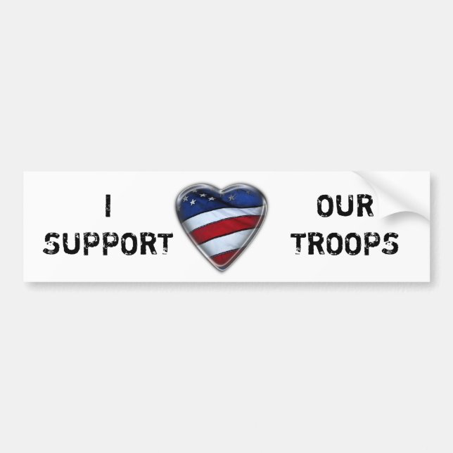 Patriotic Heart US Flag Support our troops Bumper Sticker (Front)
