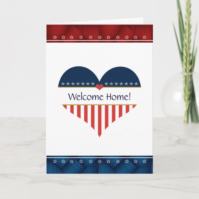 Patriotic Heart Welcome Home Greeting Card (Front)