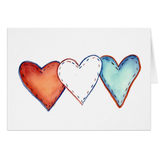 Patriotic Hearts Card (Front Horizontal)