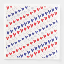 Patriotic Hearts Dinner Napkins