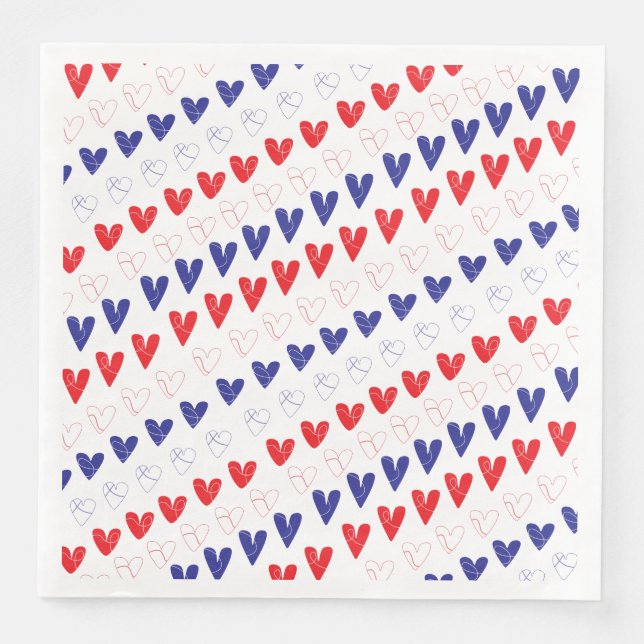 Patriotic Hearts Dinner Napkins (Front)