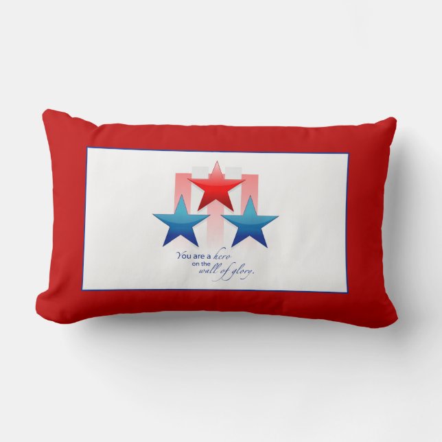 Patriotic Hero Wall of Glory, Thank You Military Lumbar Pillow (Front)