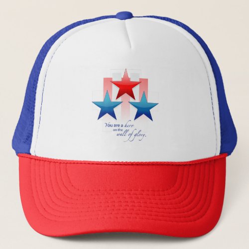 Patriotic Hero Wall of Glory Thank You Military Trucker Hat