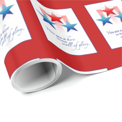 Patriotic Hero Wall of Glory Thank You Military Wrapping Paper