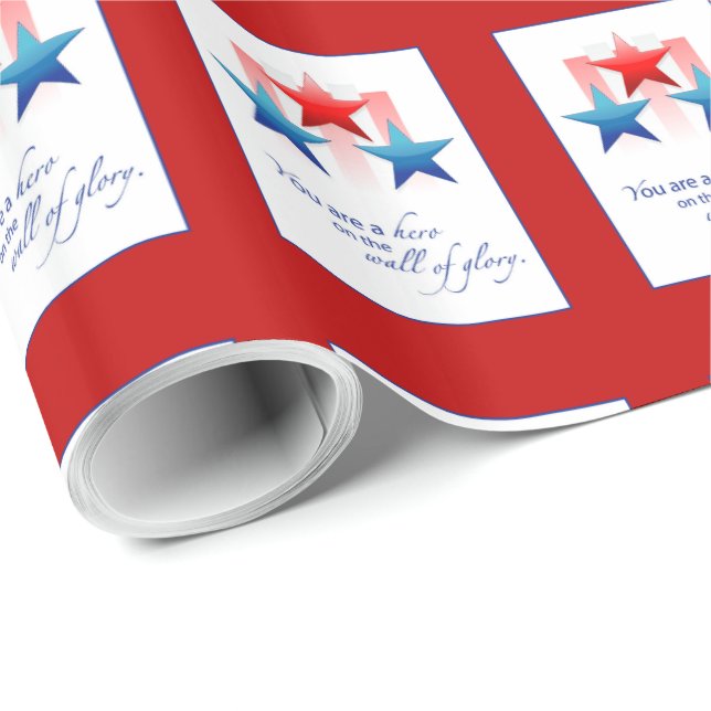 Patriotic Hero Wall of Glory, Thank You Military Wrapping Paper (Roll Corner)