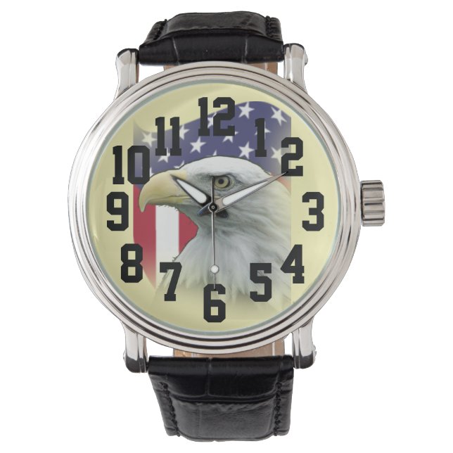 Patriotic High Contrast Big Numbers Easy Read Watch (Front)