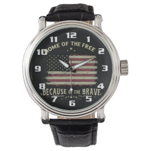 Patriotic High Contrast Big Numbers Easy Read Watch