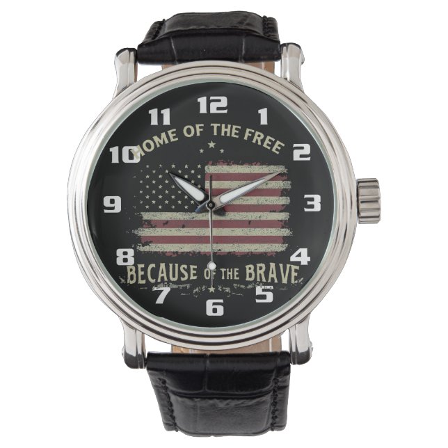 Patriotic High Contrast Big Numbers Easy Read Watch (Front)