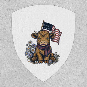 Patriotic Highland Calf with Flag Vintage Vector_1 Patch