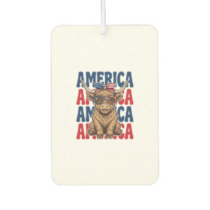 Patriotic Highland Cow America Vintage Shirt Desig Air Freshener