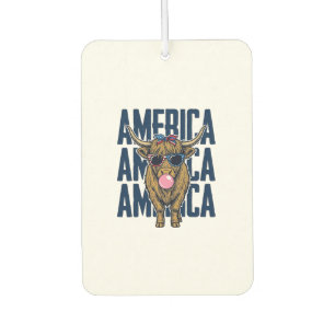 Patriotic Highland Cow America Vintage T-Shirt Des Air Freshener