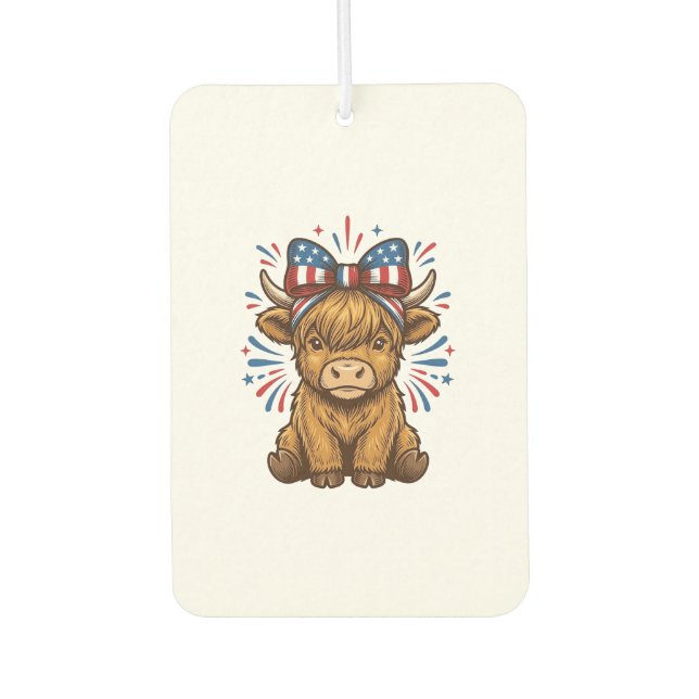 Patriotic Highland Cow Bow Vector Design (2)_1 Air Freshener (Front)