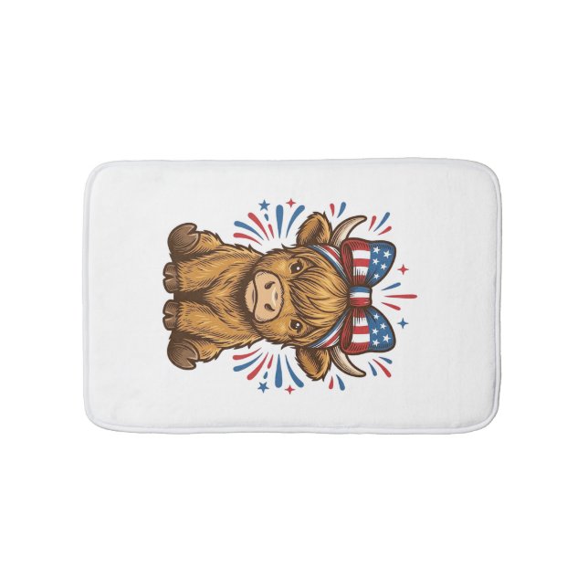 Patriotic Highland Cow Bow Vector Design (2)_1 Bath Mat (Front)
