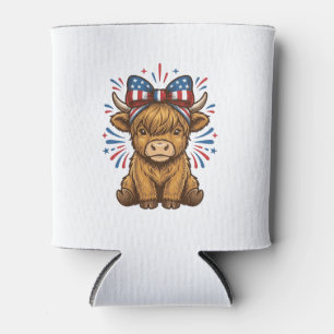 Patriotic Highland Cow Bow Vector Design (2)_1 Can Cooler