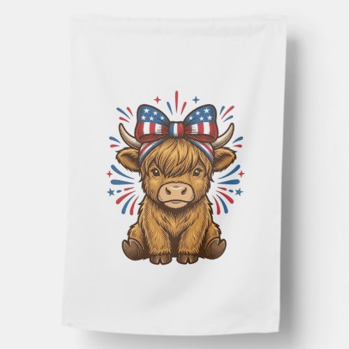 Patriotic Highland Cow Bow Vector Design (2)_1 House Flag