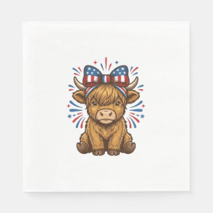 Patriotic Highland Cow Bow Vector Design (2)_1 Napkins