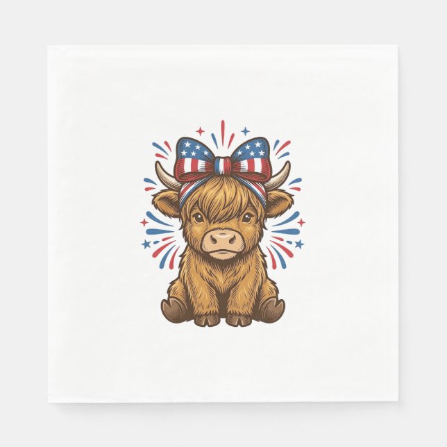 Patriotic Highland Cow Bow Vector Design (2)_1 Napkins (Front)