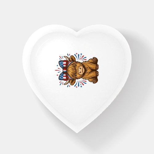 Patriotic Highland Cow Bow Vector Design (2)_1 Paperweight