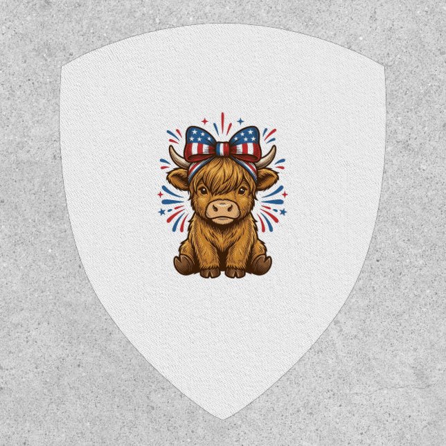 Patriotic Highland Cow Bow Vector Design (2)_1 Patch (Front)