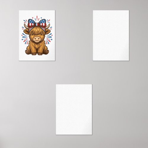 Patriotic Highland Cow Bow Vector Design (2)_1 Wall Art Sets