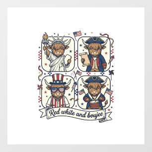 Patriotic Highland Cow Red White and Boujee Floor Decals