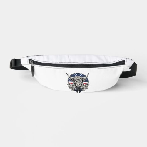 Patriotic Highland Cow Vintage Engraving Art_1 Fanny Pack