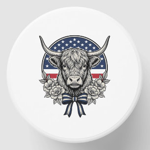 Patriotic Highland Cow Vintage Engraving Art_1 Mini Candle Favors