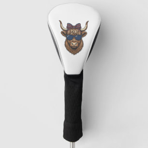 Patriotic Highland Cow Vintage Engraving Design_1 Golf Head Cover