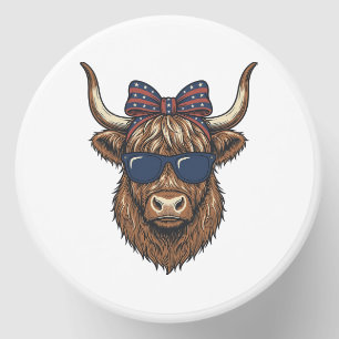 Patriotic Highland Cow Vintage Engraving Design_1 Mini Candle Favors