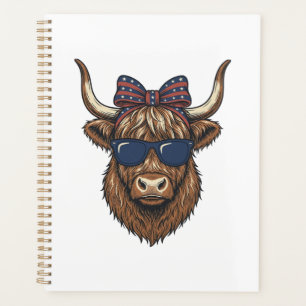 Patriotic Highland Cow Vintage Engraving Design_1 Planner