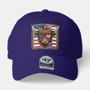 Patriotic Highland Cow Vintage Engraving Design (2 47 Brand Hat