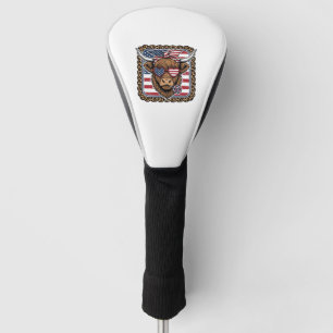 Patriotic Highland Cow Vintage Engraving Design (2 Golf Head Cover