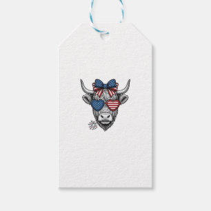 Patriotic Highland Cow Vintage Engraving Shirt_1 Gift Tags